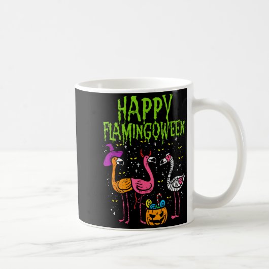 Happy Flamingoween Y Flamingos Funny Halloween Cos Koffiemok (Rechts)