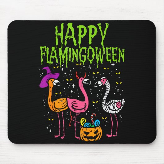 Happy Flamingoween Y Flamingos Funny Halloween Cos Muismat (Voorkant)