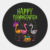 Happy Flamingoween Y Flamingos Funny Halloween Cos Ronde Sticker (Voorkant)
