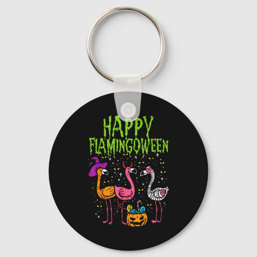 Happy Flamingoween Y Flamingos Funny Halloween Cos Sleutelhanger (Voorkant)