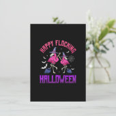 Happy Flocking Halloween Funny Pink Flamingo Witch Kaart (Staand voorkant)