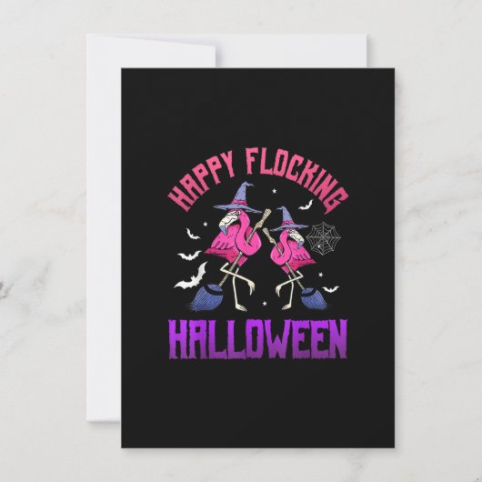 Happy Flocking Halloween Funny Pink Flamingo Witch Kaart (Voorkant)