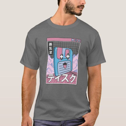 Happy Floppy Disk Digital Japan Style Otaku Anime T-shirt (Voorkant)