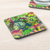 Happy floral Beverage Coaster Bier Onderzetter (Linkerzijde)