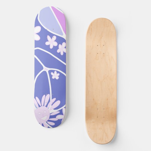 Happy Floral Neuro Art - Paarse Gradient Persoonlijk Skateboard (Voorkant)