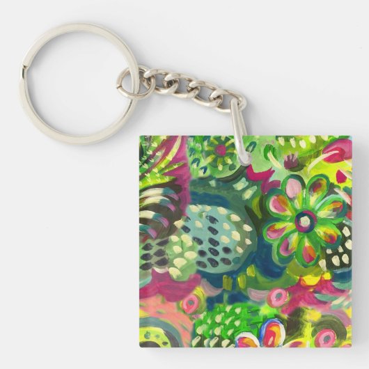 Happy floral sleutelhanger (voorkant)