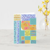 Happy Floral Stripey Blocks Notecard Kaart (Gele Bloem)