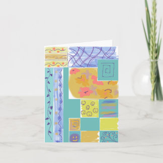 Happy Floral Stripey Blocks Notecard Kaart