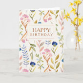 Happy Floral Verjaardag Kaart (Gele Bloem)