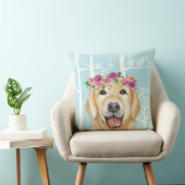 Happy Flower Animal in Blue Forest-Dog-Retriever Kussen (Stoel)