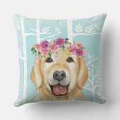 Happy Flower Animal in Blue Forest-Dog-Retriever Kussen (Achterkant)