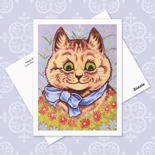 Happy Flower Cat Louis Wain Briefkaart