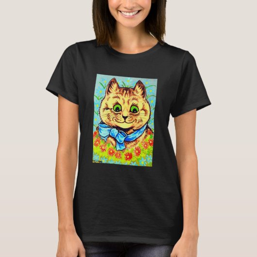 Happy flower cat van Louis Wain T-shirt (Voorkant)