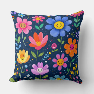 Happy Flower Gezichten Patroon.Modern Outdoor Kussen