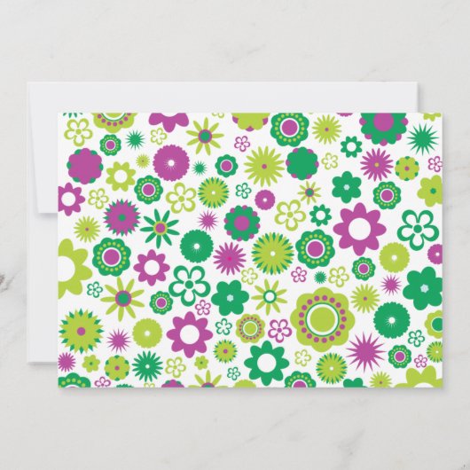 Happy Flower Party Kaart (Achterkant)