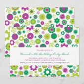Happy Flower Party Kaart (Voorkant / Achterkant)