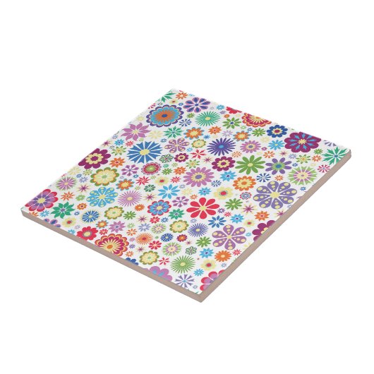 Happy flower power tegeltje (Zijkant)