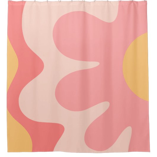 Happy Flower Retro 60s Blush Pink and Yellow Douchegordijn (Voorkant)