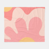 Happy Flower Retro 60s Blush Pink and Yellow Fleece Deken (Voorkant (Horizontaal))