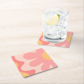 Happy Flower Retro 60s Blush Pink and Yellow Kartonnen Onderzetters (Insitu)