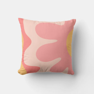 Happy Flower Retro 60s Blush Pink and Yellow Kussen
