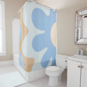 Happy Flower Retro 60s Vibe Lichtblauw Pastel Douchegordijn (In situ)