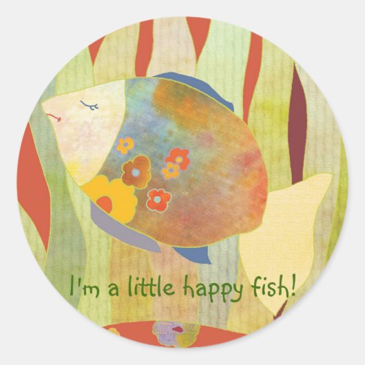 Happy Flower Ronde Sticker (Voorkant)