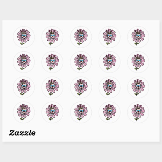 Happy Flower Ronde Sticker (Vel)