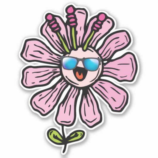 Happy Flower Sticker (Voorkant)