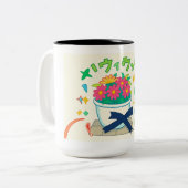 Happy flower tweekleurige koffiemok (Voorkant links)