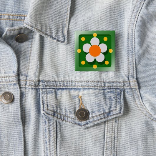 Happy Flower Vierkante Button 5,1 Cm (In situ)