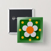 Happy Flower Vierkante Button 5,1 Cm (Voorkant /achterkant)