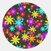 Happy Flower Wallpaper Ronde Sticker (Voorkant)