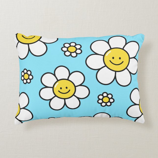 Happy Flowers 12x16 Accent Pillow Kussen (Voorkant)