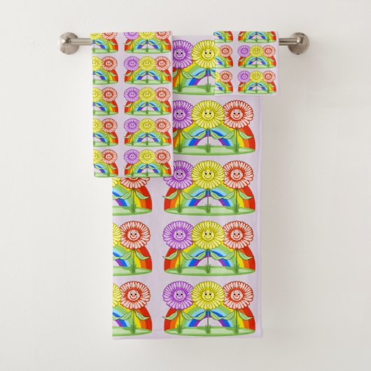 Happy Flowers Bathroom Towel Set Bad Handdoek (Insitu)