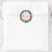 Happy Flowers Blush Navy Dank je Ronde Sticker (Tas)