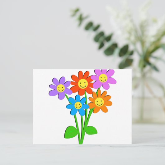 Happy Flowers Briefkaart (Staand voorkant)