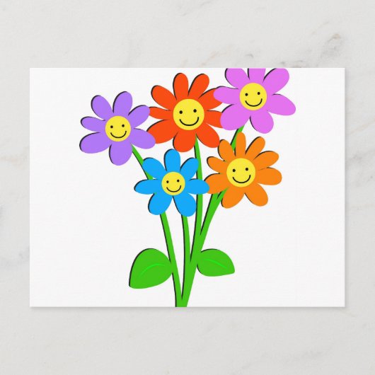 Happy Flowers Briefkaart (Voorkant)