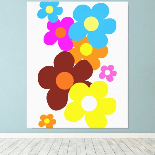 Happy Flowers Canvas Afdruk (Insitu (Houten vloer))