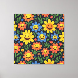 Happy Flowers Canvas Afdruk