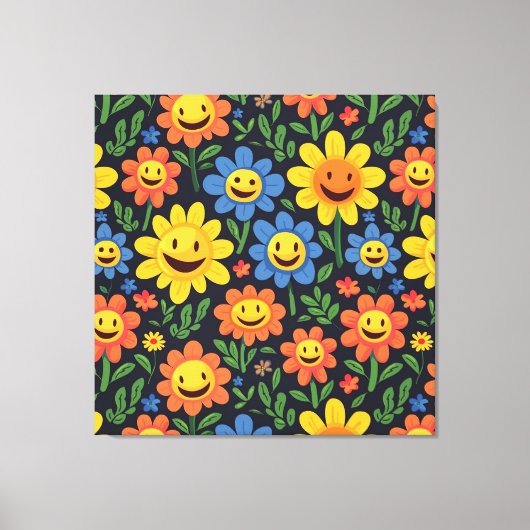 Happy Flowers Canvas Afdruk (Voorkant)