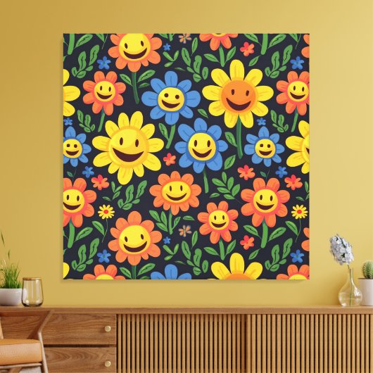 Happy Flowers Canvas Afdruk (Insitu (Woonkamer))