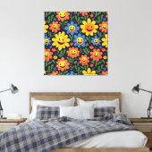 Happy Flowers Canvas Afdruk (Insitu (Slaapkamer))