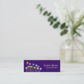 Happy Flowers (donker Paars) Mini Visitekaartje (Staand voorkant)