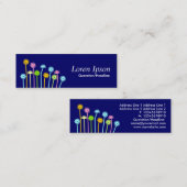 Happy Flowers (donkerblauw) Mini Visitekaartje (Voorkant / Achterkant)