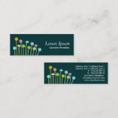 Happy Flowers (donkergroen) Mini Visitekaartje (Voorkant / Achterkant)