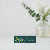 Happy Flowers (donkergroen) Mini Visitekaartje (Staand voorkant)