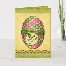 Happy Flowers Easter Egg Feestdagen Kaart