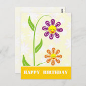 Happy Flowers Happy Birthday Briefkaarten (Voorkant / Achterkant)