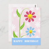 Happy Flowers Happy Birthday Briefkaarten (Voorkant / Achterkant)